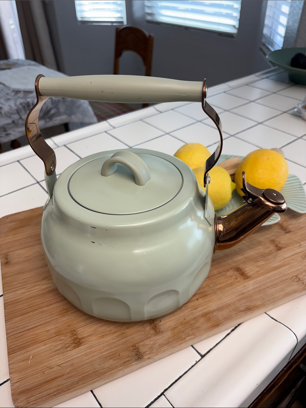 Hearth & Hand Mint Green Tea Kettle with Copper Spout
